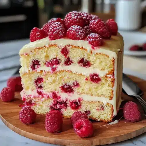 Weißer Schokoladen Himbeerkuchen